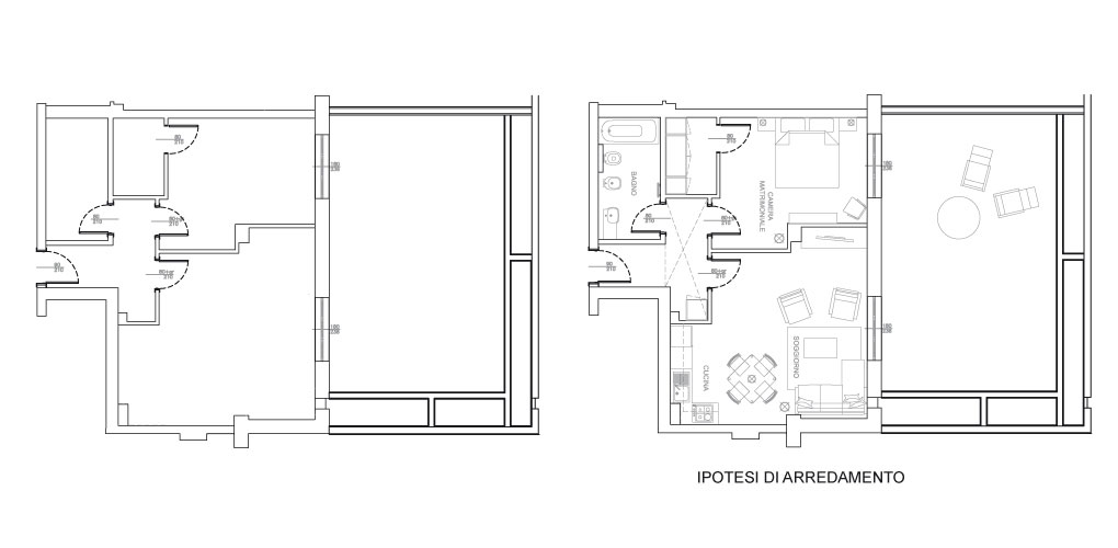 Planimetria bilocale mq. 85